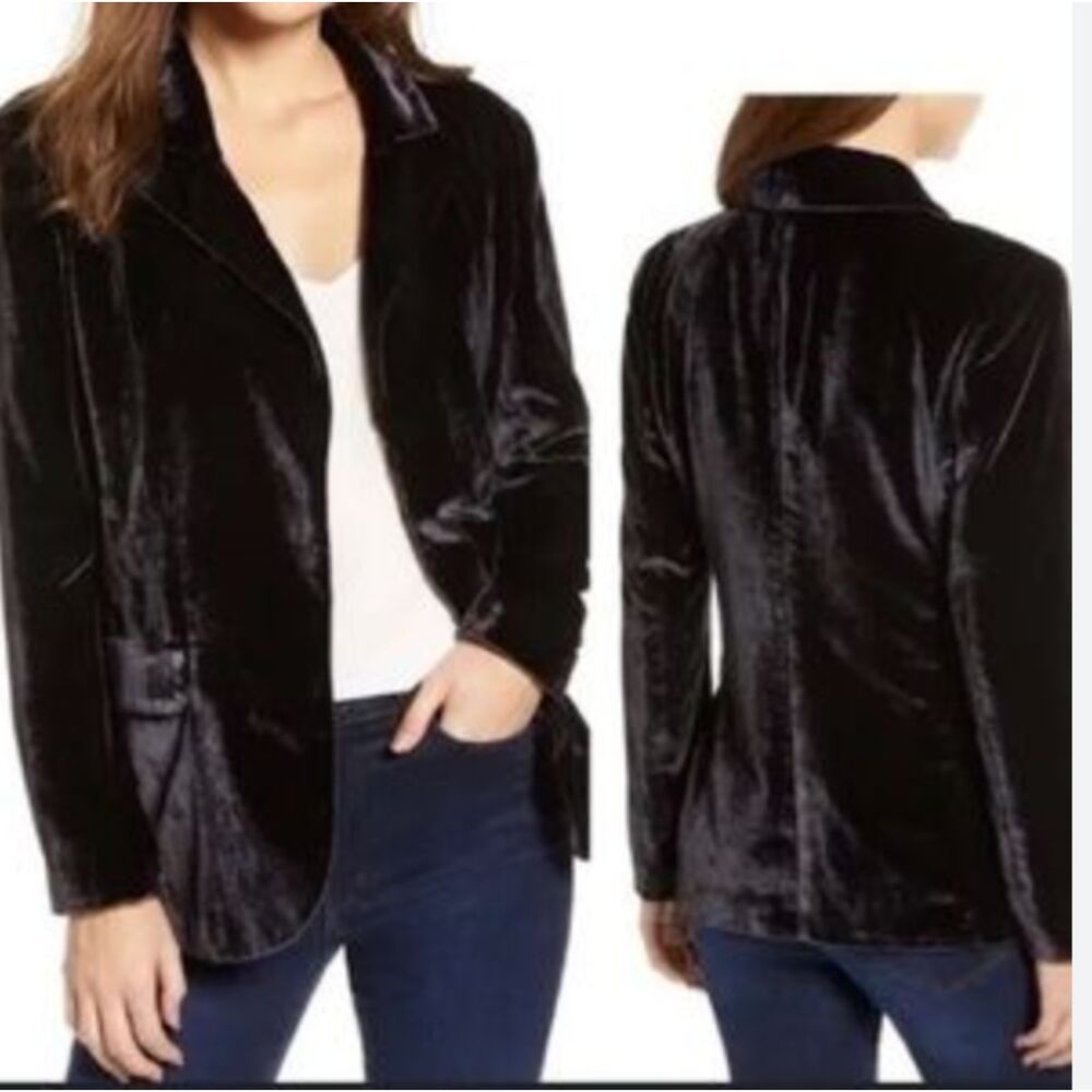 Chelsea 28 deep purple Velvet Blazer Open Front Cardigan large